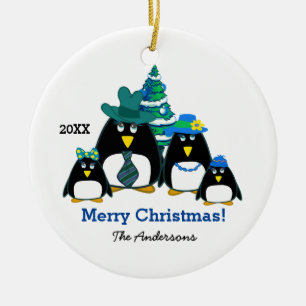 Funny Penguin Family Anpassningsbar - julprydnader Julgransprydnad Keramik