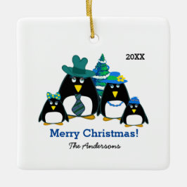 Funny Penguin Family Anpassningsbar Photo Ornament
