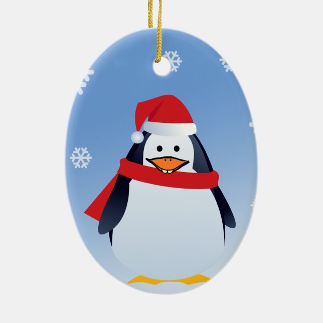 Funny Penguin jul Jultomten Ornament (Baksidan)