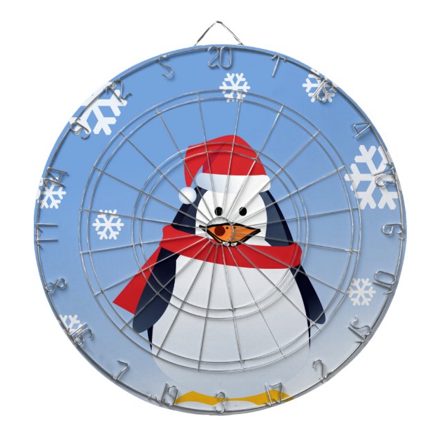 Funny Penguin jul Jultomten Snöflingor Darttavla (Framsidan)