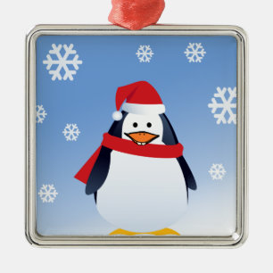 Funny Penguin jul Jultomten Snöflingor Julgransprydnad Metall
