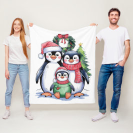 Funny Penguin-julmatchningsfamiljen Pajamas Fleecefilt