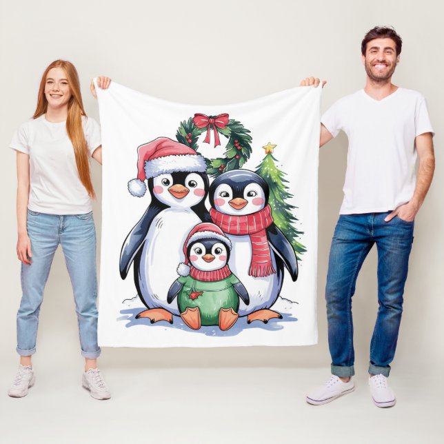 Funny Penguin-julmatchningsfamiljen Pajamas Fleecefilt (På plats)