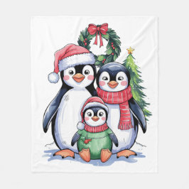 Funny Penguin-julmatchningsfamiljen Pajamas Fleecefilt