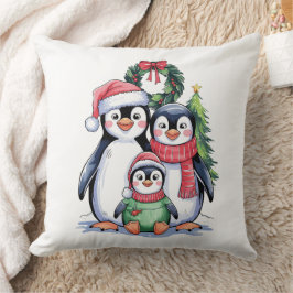 Funny Penguin-julmatchningsfamiljen Pajamas Kudde