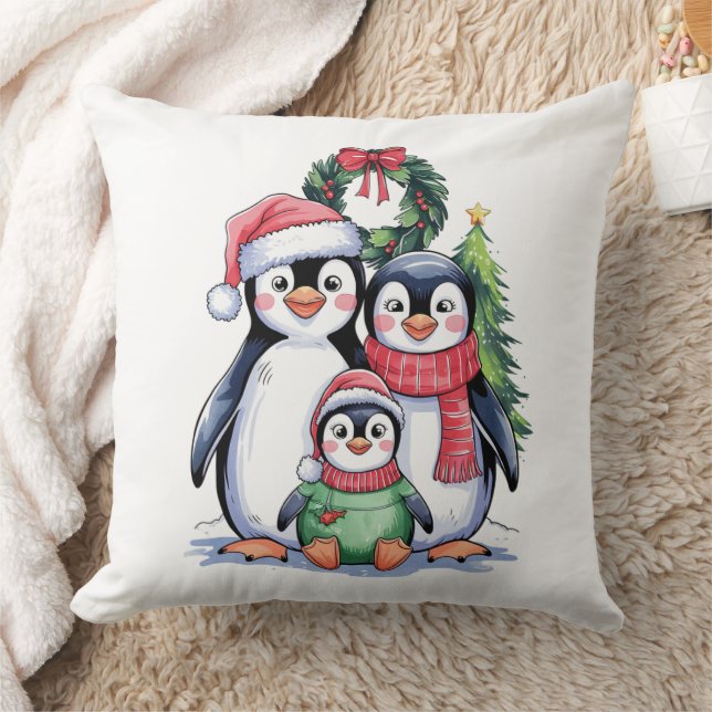 Funny Penguin-julmatchningsfamiljen Pajamas Kudde (Filt)