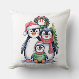 Funny Penguin-julmatchningsfamiljen Pajamas Kudde