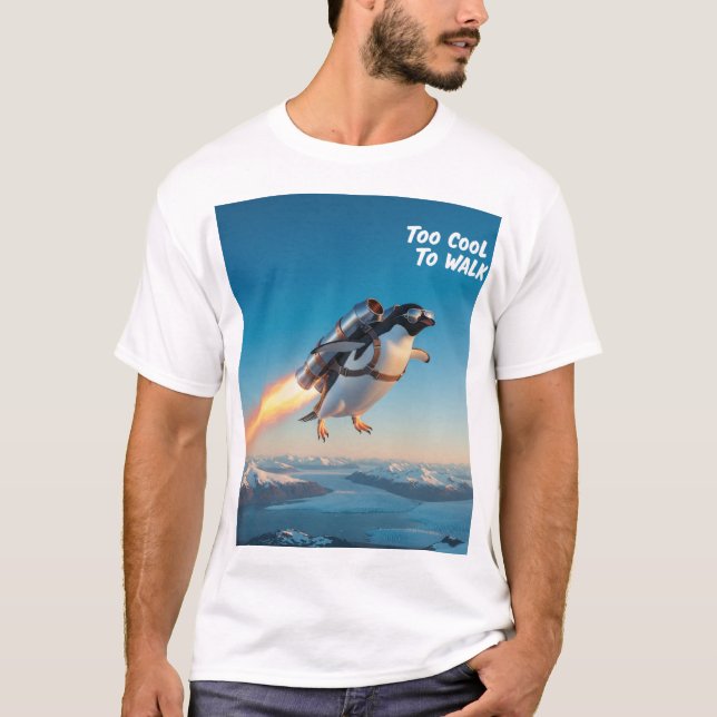 Funny Penguin med Jetpack T-Shirt (Framsida)