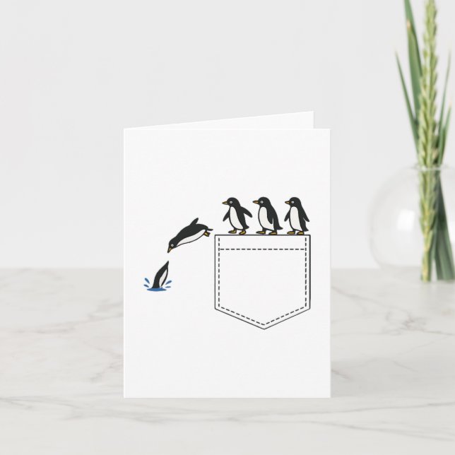 Funny Penguin Pocket Cute Diving Penguin Tee Anima Kort (Framsida)