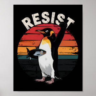 Funny Penguin protesterar mot tarifferna i Humor Poster