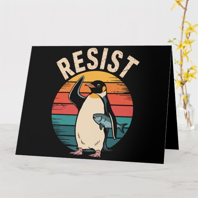 Funny Penguin protesterar mot tarifferna Kort (Gul blomma)