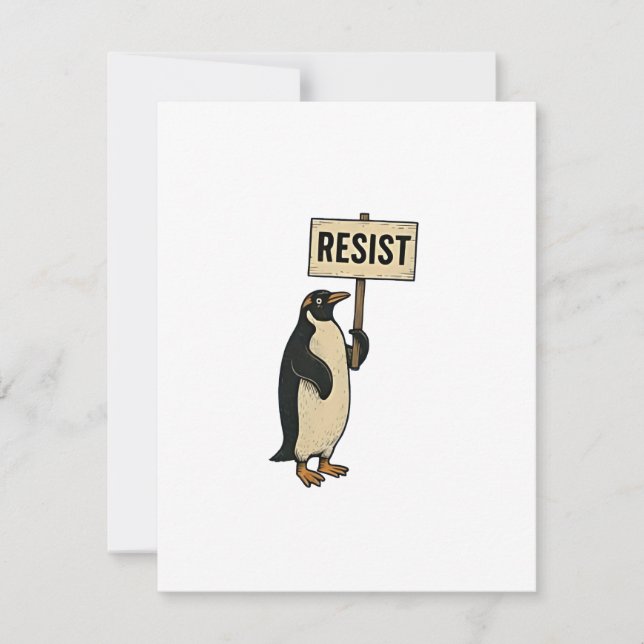 Funny Penguin protesterar mot Tarrifs Anteckningskort (Framsida)