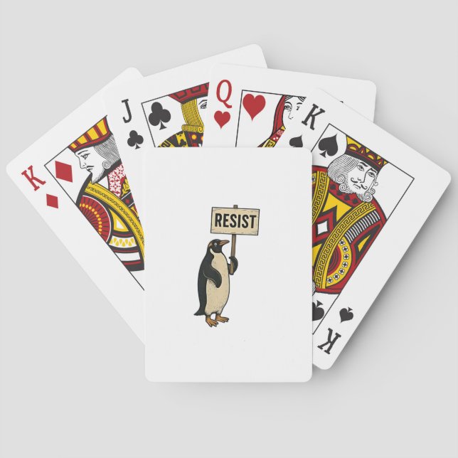 Funny Penguin protesterar mot Tarrifs Casinokort (Baksidan)