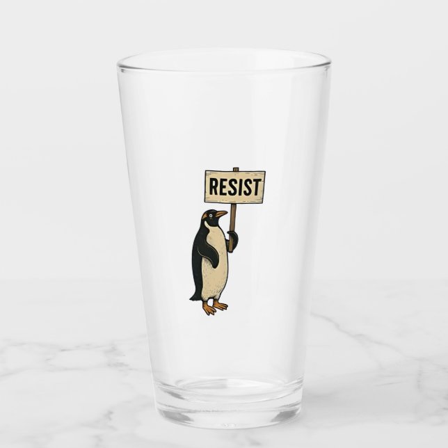 Funny Penguin protesterar mot Tarrifs Glaskopp (Framsida)