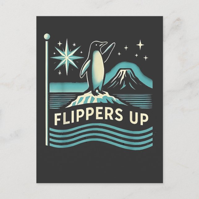 Funny Penguin protesterar mot Tarrifs Helg Vykort (Framsida)