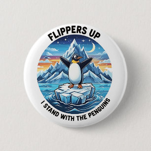 Funny Penguin protesterar mot Tarrifs Knapp