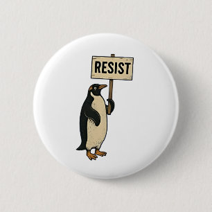 Funny Penguin protesterar mot Tarrifs Knapp