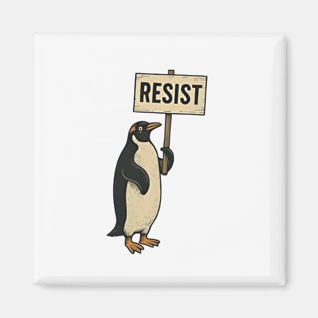 Funny Penguin protesterar mot Tarrifs Magnet (Framsidan)