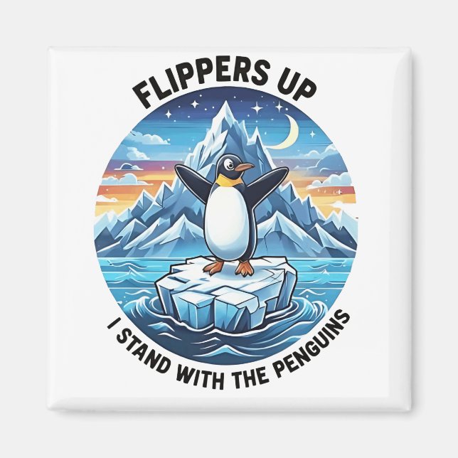Funny Penguin protesterar mot Tarrifs Magnet (Framsidan)