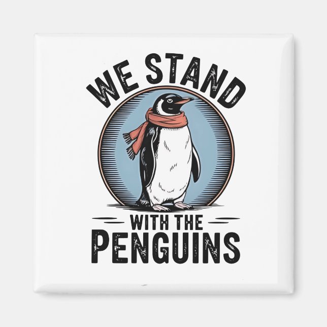 Funny Penguin protesterar mot Tarrifs Magnet (Framsidan)