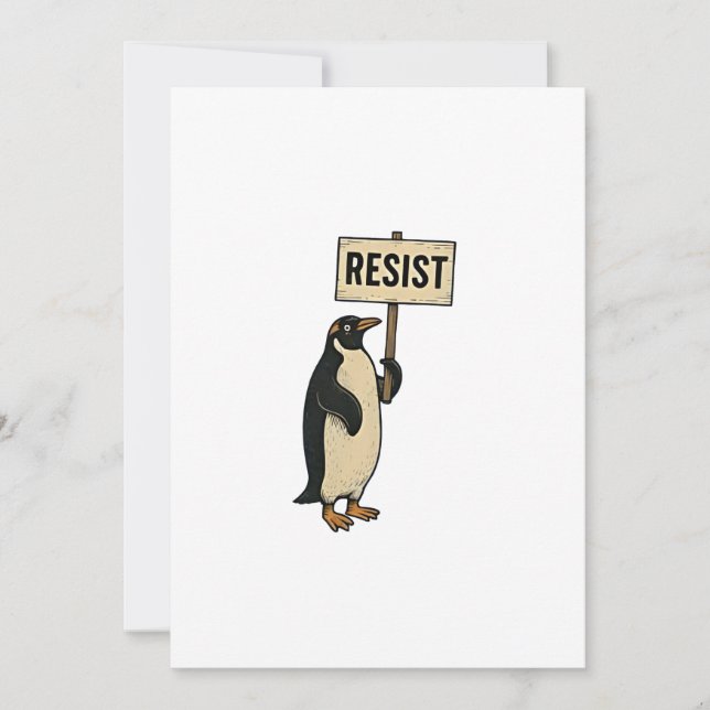 Funny Penguin protesterar mot Tarrifs Meddelande (Framsida)