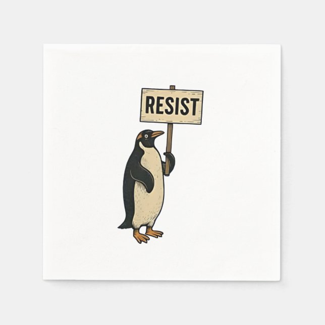 Funny Penguin protesterar mot Tarrifs Pappersservett (Framsidan)