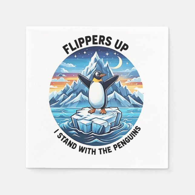 Funny Penguin protesterar mot Tarrifs Pappersservett (Framsidan)