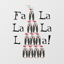 Funny Penguin Pyramid Julgran Window Cling