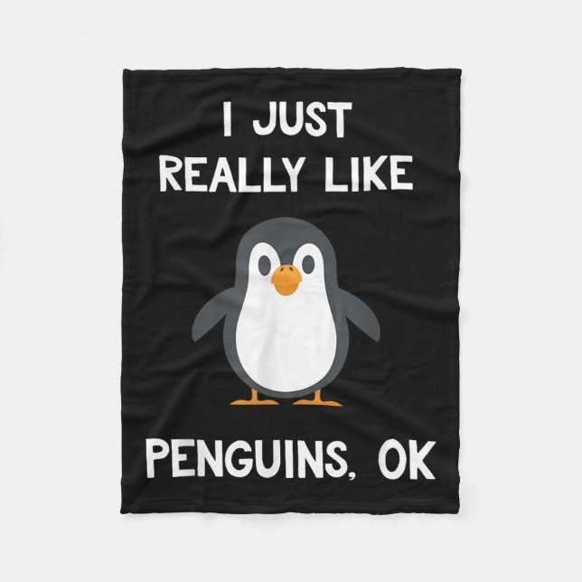 Funny Penguin Quote I Just Really Like Penguins Ok Fleecefilt (Framsidan)