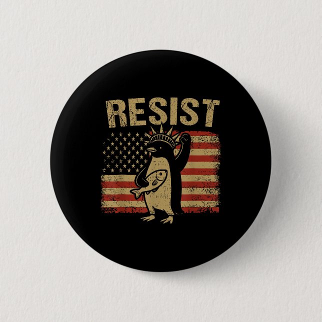 Funny Penguin ResistCoola Penguins Vintage Protest Knapp (Framsida)