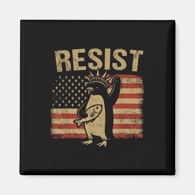 Funny Penguin ResistCoola Penguins Vintage Protest Magnet (Framsidan)