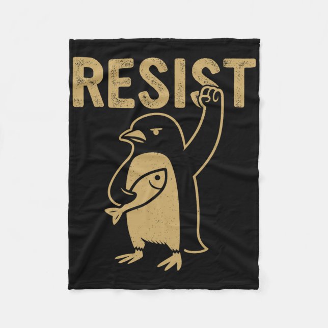 Funny Penguin Resistenguins protest mot Tari Fleecefilt (Framsidan)