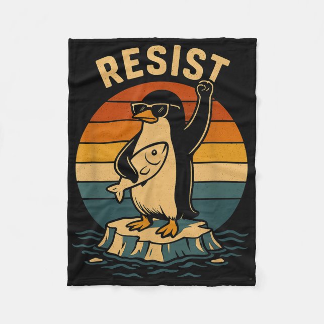 Funny Penguin Resistenguins protest mot Tari Fleecefilt (Framsidan)