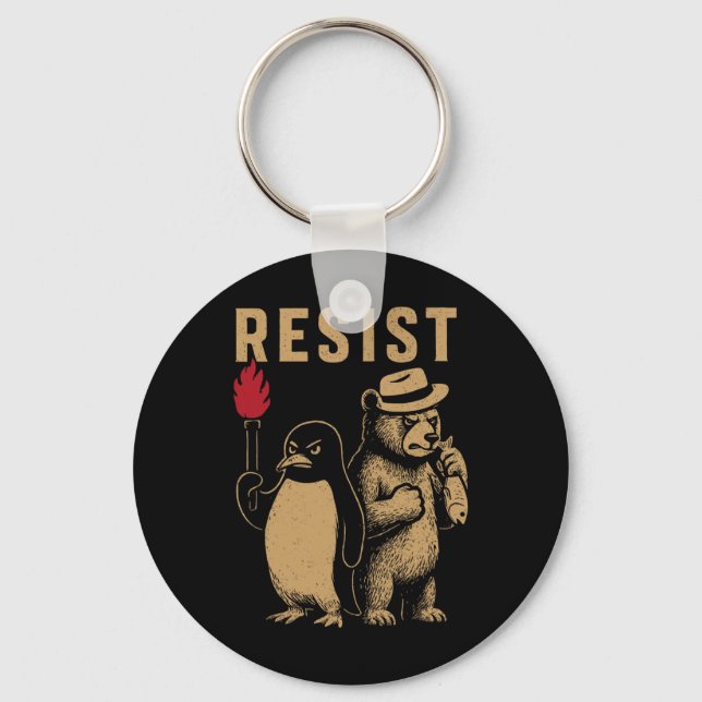 Funny Penguin Resistenguins protest mot Tari Nyckelring (Framsida)