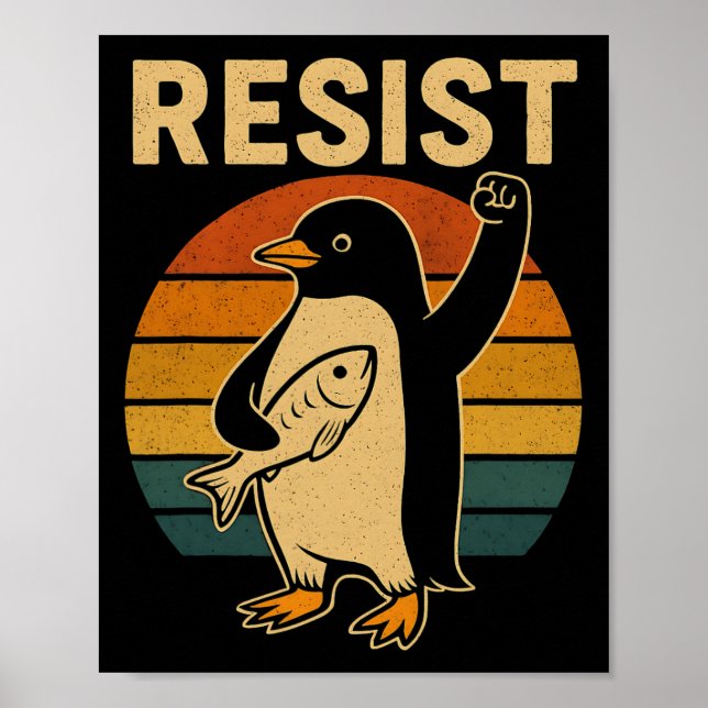 Funny Penguin Resistenguins protest mot Tari Poster (Framsidan)