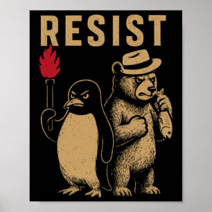 Funny Penguin Resistenguins protest mot Tari Poster