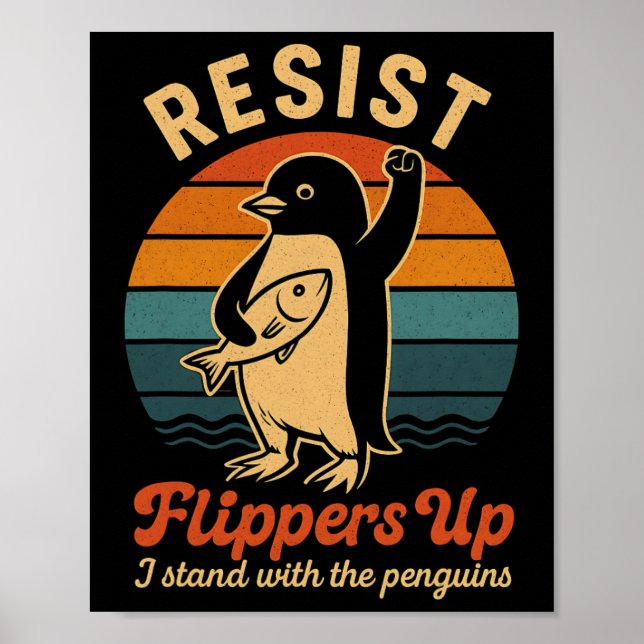 Funny Penguin Resistenguins protest mot Tari Poster (Framsidan)