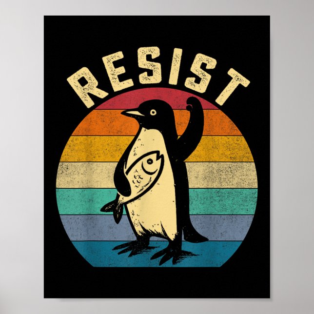 Funny Penguin Resistenguins protest mot Tari Poster (Framsidan)