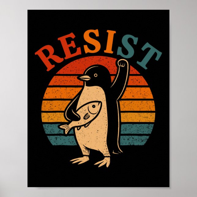 Funny Penguin Resistenguins protest mot Tari Poster (Framsidan)