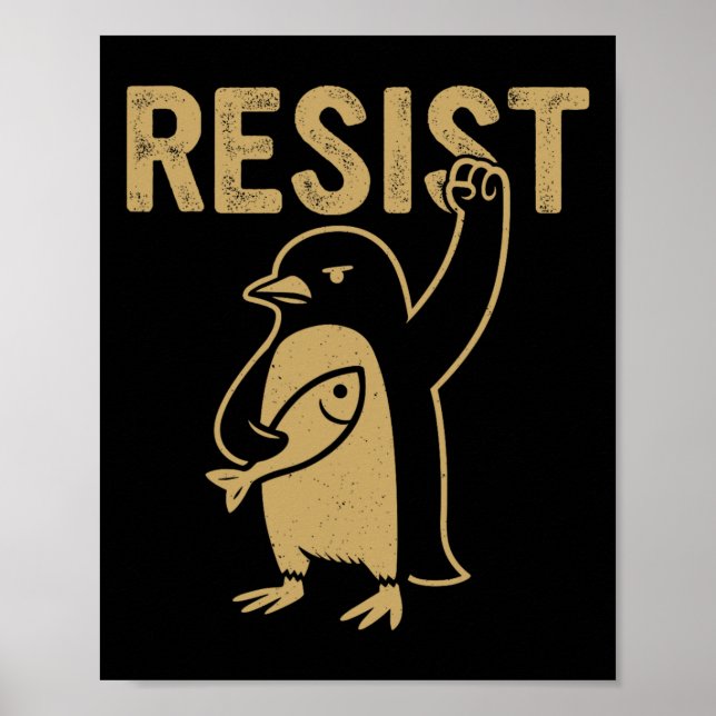 Funny Penguin Resistenguins protest mot Tari Poster (Framsidan)