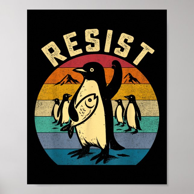 Funny Penguin Resistenguins protest mot Tari Poster (Framsidan)