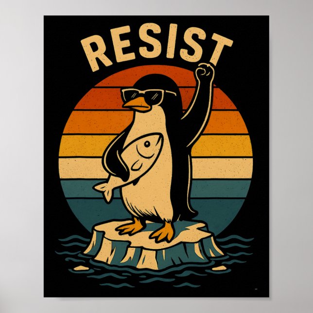 Funny Penguin Resistenguins protest mot Tari Poster (Framsidan)