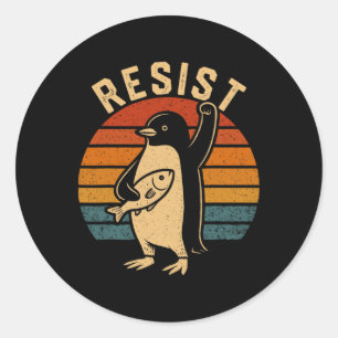 Funny Penguin Resistenguins protest mot Tari Runt Klistermärke