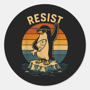 Funny Penguin Resistenguins protest mot Tari Runt Klistermärke