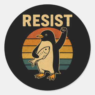 Funny Penguin Resistenguins protest mot Tari Runt Klistermärke