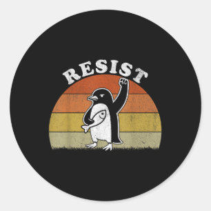 Funny Penguin Resistenguins protest mot Tari Runt Klistermärke