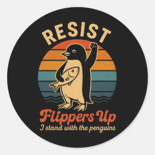 Funny Penguin Resistenguins protest mot Tari Runt Klistermärke