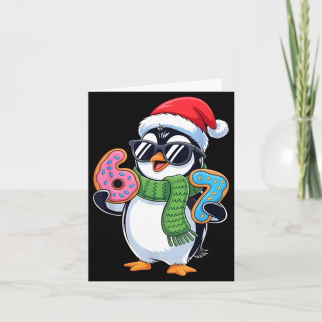 Funny Penguin Six Seven 67 Ice Cream Christmas Boy Kort (Framsida)