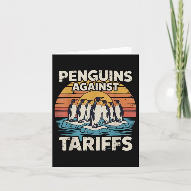 Funny Penguins against Tariffs Anti Tariffs Pengui Kort (Framsida)