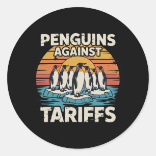 Funny Penguins against Tariffs Anti Tariffs Pengui Runt Klistermärke